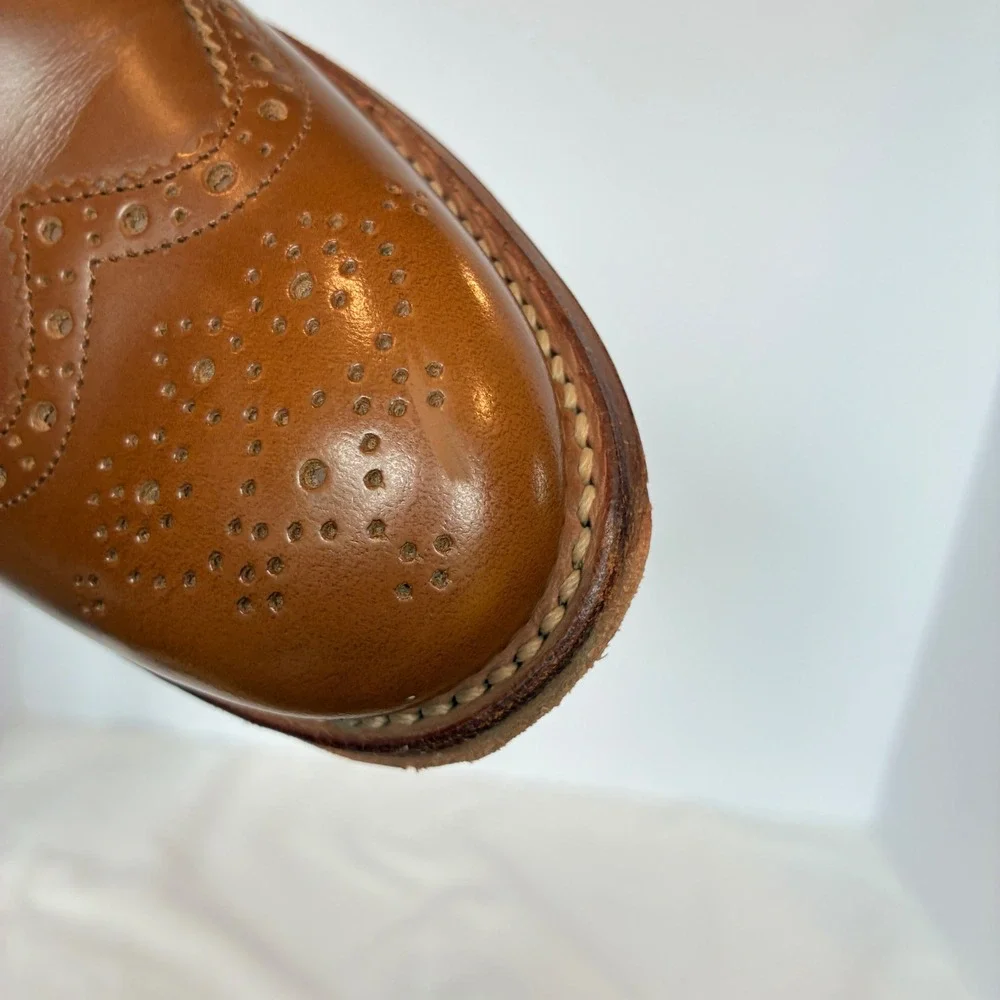 Grenson Wingtip Oxford 7 Brown Leather Brogue Lace Up Dress Shoes Preppy Classic